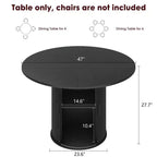 47-Inch Round Dining Table for 4, 2-Layer Storage Shelf with Wood Slide Door Kitchen Table for Home Dining Living Room