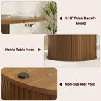 47-Inch Round Dining Table for 4, 2-Layer Storage Shelf with Wood Slide Door Kitchen Table for Home Dining Living Room