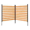 VEVOR Wooden Privacy Fence, 48 x 49 x 28 inch Air Conditioner Fence, 2 Panel Solid Outdoor Wood Privacy Screen with Metal Stakes, Steel Frame, Brown