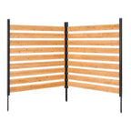 VEVOR Wooden Privacy Fence, 48 x 49 x 28 inch Air Conditioner Fence, 2 Panel Solid Outdoor Wood Privacy Screen with Metal Stakes, Steel Frame, Brown