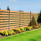 VEVOR Wooden Privacy Fence, 48 x 49 x 28 inch Air Conditioner Fence, 2 Panel Solid Outdoor Wood Privacy Screen with Metal Stakes, Steel Frame, Brown