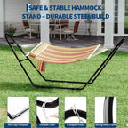 GustoWave Universal Double Hammock Stand, 550-Pound Capacity, Heavy-Duty Hammock Stand for Outside, Fits 9 to 14 Foot Hammocks, Black