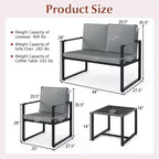 Costway Modern Loveseat Sofa,2-Seater Sofa with Solid Metal Frame & Removable Back Cushions Brown/Gray + Black