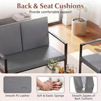 Costway Modern Loveseat Sofa,2-Seater Sofa with Solid Metal Frame & Removable Back Cushions Brown/Gray + Black