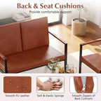 Costway Modern Loveseat Sofa,2-Seater Sofa with Solid Metal Frame & Removable Back Cushions Brown/Gray + Black