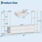 TV Stand for TVs up to 75-inch,Industrial Entertainment Center with 6 Fabric Drawers&Two 4-Tier Storage Shelves,Media Console for Living Room&Bedroom