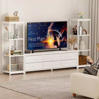 TV Stand for TVs up to 75-inch,Industrial Entertainment Center with 6 Fabric Drawers&Two 4-Tier Storage Shelves,Media Console for Living Room&Bedroom