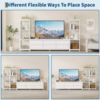 TV Stand for TVs up to 75-inch,Industrial Entertainment Center with 6 Fabric Drawers&Two 4-Tier Storage Shelves,Media Console for Living Room&Bedroom