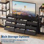 TV Stand for TVs up to 75-inch,Industrial Entertainment Center with 6 Fabric Drawers&Two 4-Tier Storage Shelves,Media Console for Living Room&Bedroom