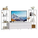 TV Stand for TVs up to 75-inch,Industrial Entertainment Center with 6 Fabric Drawers&Two 4-Tier Storage Shelves,Media Console for Living Room&Bedroom