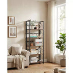 4/5-Tier Folding Shelf - No-Assembly Space-Saving Industrial Bookshelf for Home Office