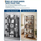 4/5-Tier Folding Shelf - No-Assembly Space-Saving Industrial Bookshelf for Home Office