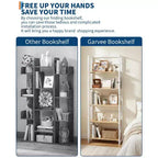 4/5-Tier Folding Shelf - No-Assembly Space-Saving Industrial Bookshelf for Home Office