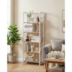 4/5-Tier Folding Shelf - No-Assembly Space-Saving Industrial Bookshelf for Home Office