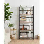 4/5-Tier Folding Shelf - No-Assembly Space-Saving Industrial Bookshelf for Home Office