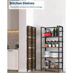 4/5-Tier Folding Shelf - No-Assembly Space-Saving Industrial Bookshelf for Home Office