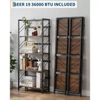 4/5-Tier Folding Shelf - No-Assembly Space-Saving Industrial Bookshelf for Home Office