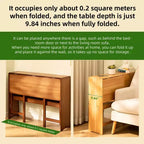 FurnitureR Natural Bamboo Folding Desk with Storage Shelf, Space-Saving Drop-Leaf Writing Table for Small Spaces, Home Office or Study Room