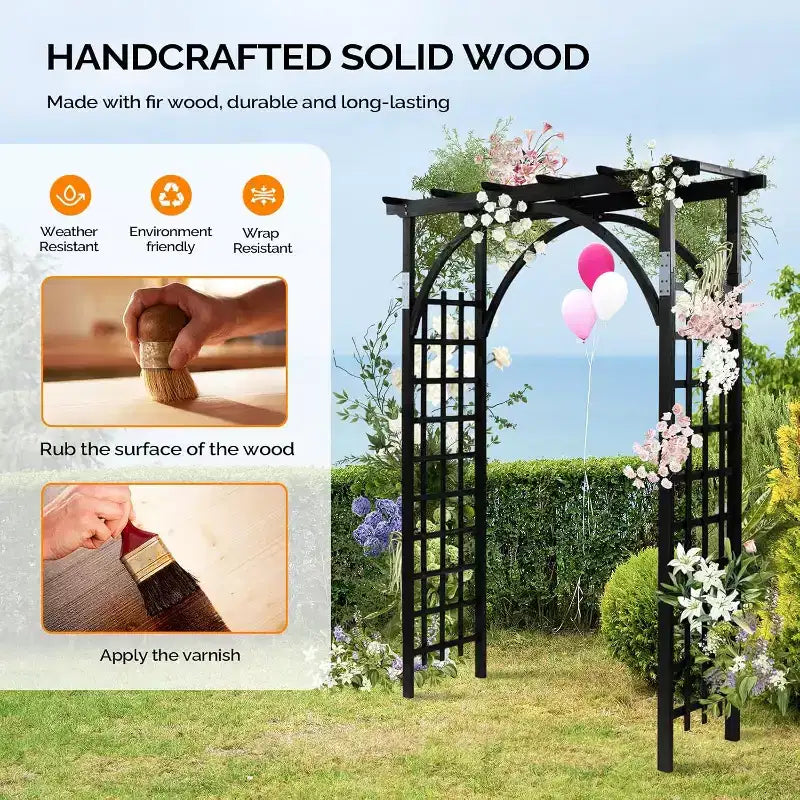 VINGLI 85in Wooden Arbor, Wedding Arch for Ceremony, Wood Trellis for Plant Climbing, Christmas Decor Pergola