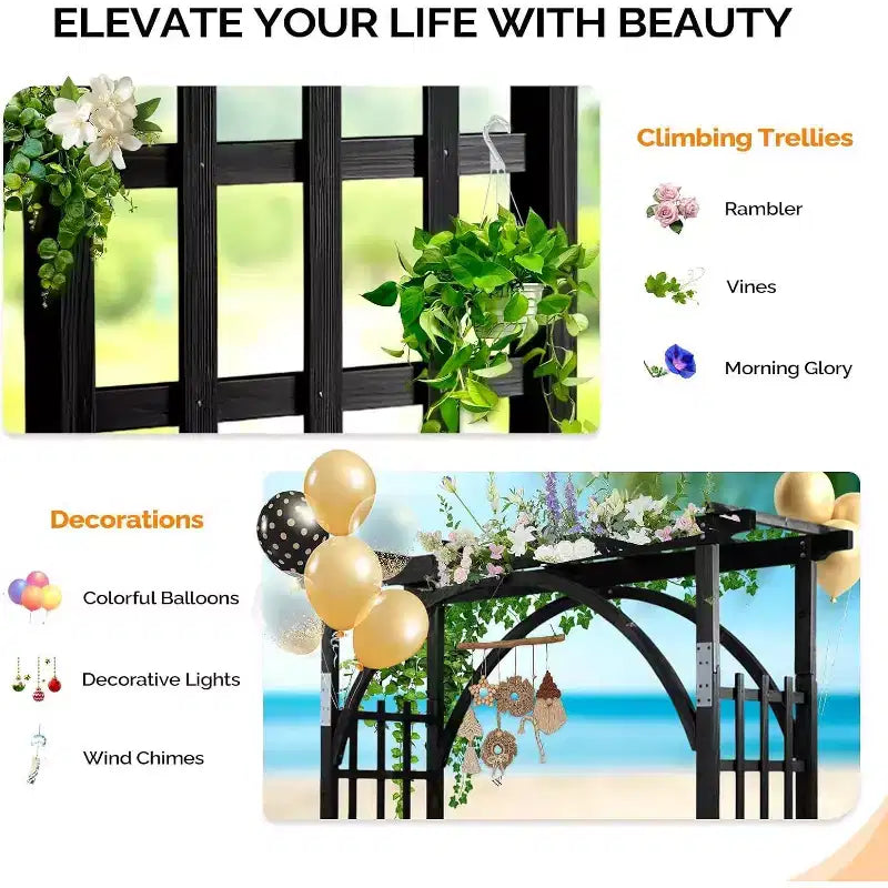 VINGLI 85in Wooden Arbor, Wedding Arch for Ceremony, Wood Trellis for Plant Climbing, Christmas Decor Pergola