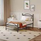 Sturdy Metal Platform Bed Frame with Headboard - Twin Size - Durable Mattress Foundation