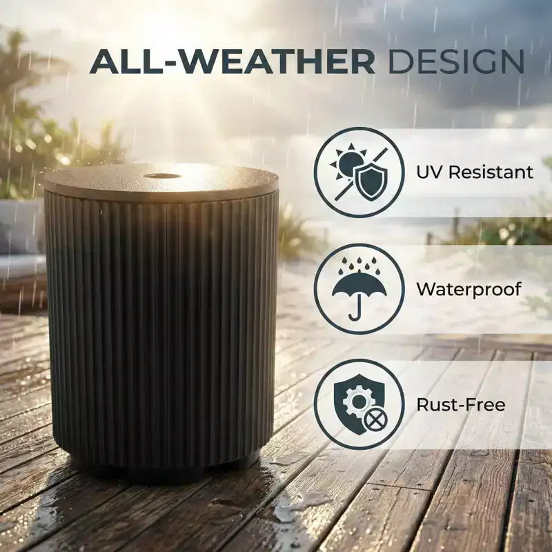 NAYSAYE Umbrella Side Table - Outdoor Patio Table with Umbrella Hole, Modern Poolside Coffee Table for Porch, Picnic and Backyard, Easy Assembly