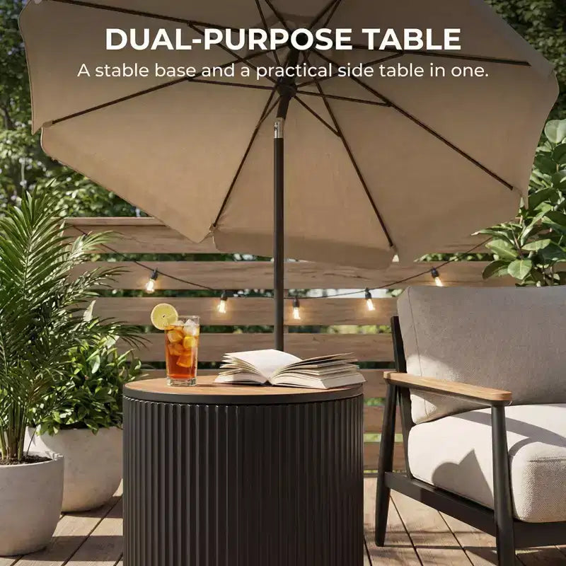 NAYSAYE Umbrella Side Table - Outdoor Patio Table with Umbrella Hole, Modern Poolside Coffee Table for Porch, Picnic and Backyard, Easy Assembly