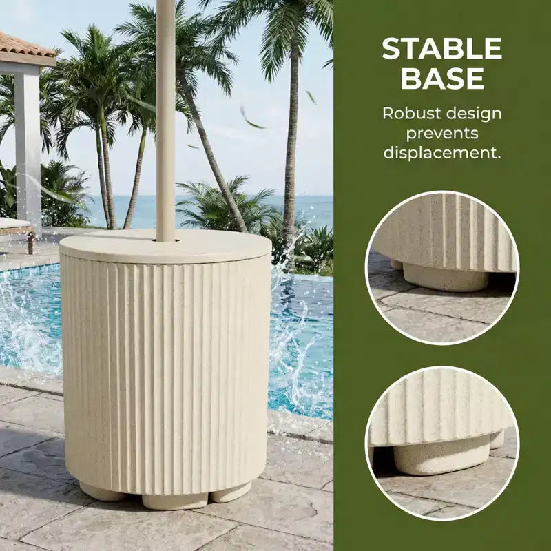 NAYSAYE Umbrella Side Table - Outdoor Patio Table with Umbrella Hole, Modern Poolside Coffee Table for Porch, Picnic and Backyard, Easy Assembly