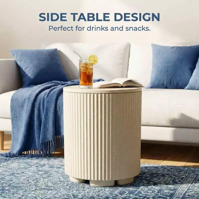 NAYSAYE Umbrella Side Table - Outdoor Patio Table with Umbrella Hole, Modern Poolside Coffee Table for Porch, Picnic and Backyard, Easy Assembly