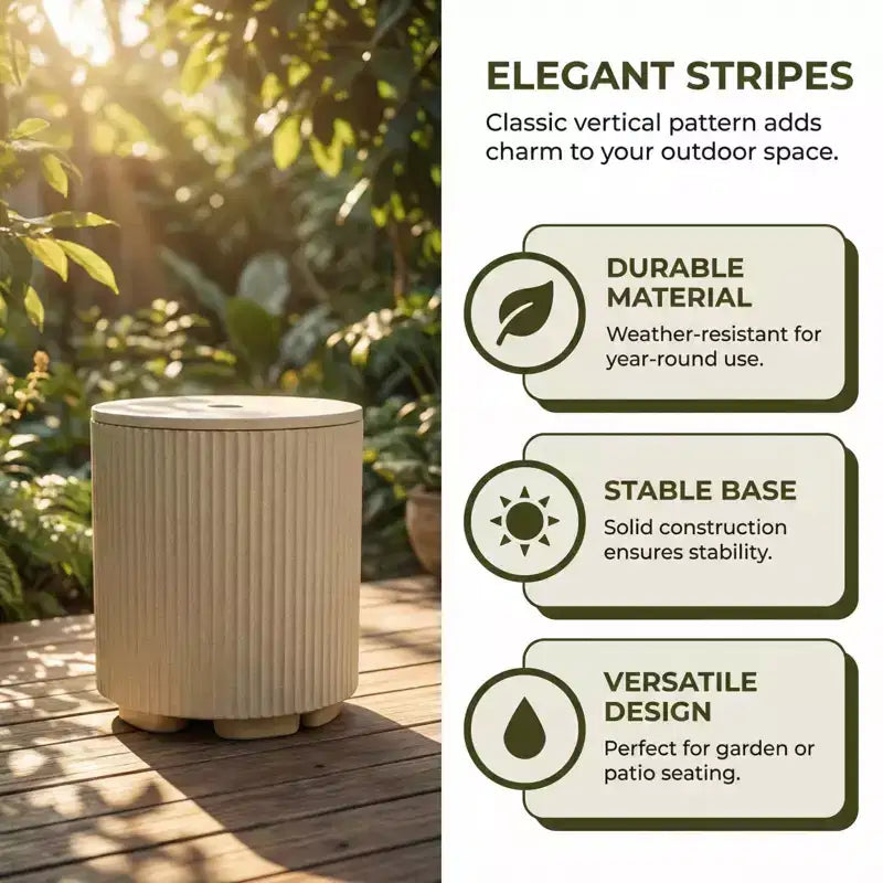 NAYSAYE Umbrella Side Table - Outdoor Patio Table with Umbrella Hole, Modern Poolside Coffee Table for Porch, Picnic and Backyard, Easy Assembly