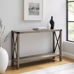 Modern Farmhouse Metal-X Entry Table with Lower Shelf