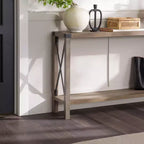 Modern Farmhouse Metal-X Entry Table with Lower Shelf