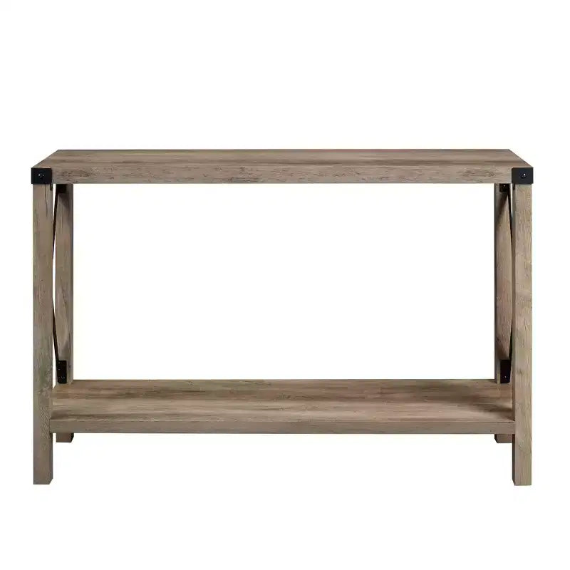 Modern Farmhouse Metal-X Entry Table with Lower Shelf