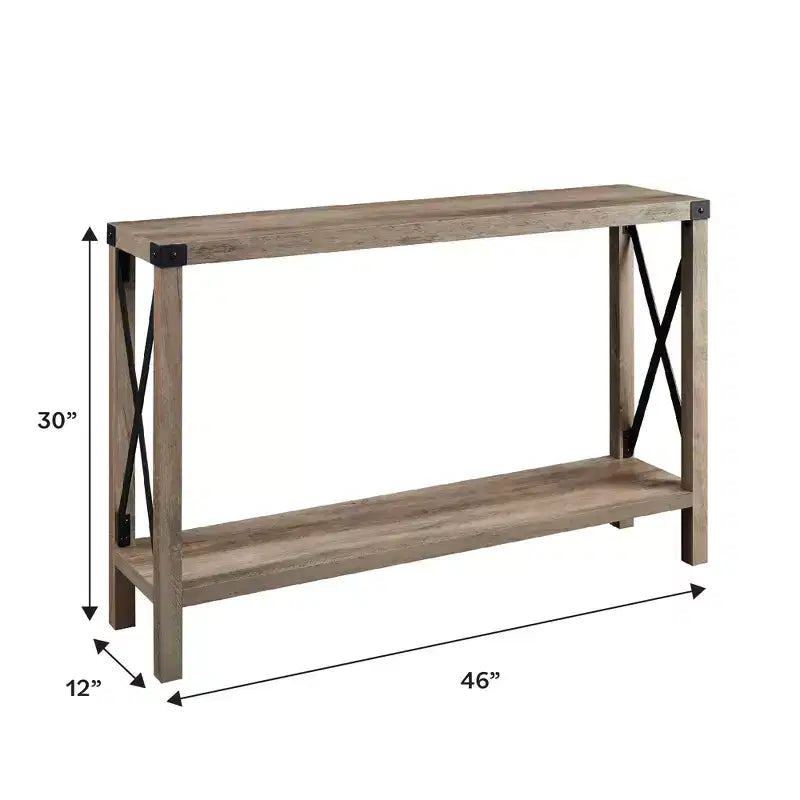 Modern Farmhouse Metal-X Entry Table with Lower Shelf