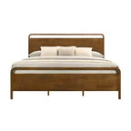 Roundhill Furniture Eldren Wood Bedroom Set, Platform Bed with Dresser, Mirror, and Nightstand in Walnut Finish
