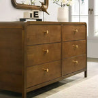 Roundhill Furniture Eldren Wood Bedroom Set, Platform Bed with Dresser, Mirror, and Nightstand in Walnut Finish