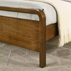 Roundhill Furniture Eldren Wood Bedroom Set, Platform Bed with Dresser, Mirror, and Nightstand in Walnut Finish