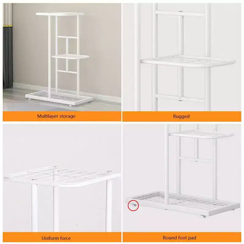 Modern Metal Plant Stand, Corner Display Shelf, Space-Saving Flower Pot Rack, Tiered Flower Pot Holder & Organizer, for Living Room, Balcony