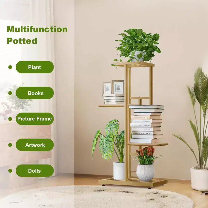 Modern Metal Plant Stand, Corner Display Shelf, Space-Saving Flower Pot Rack, Tiered Flower Pot Holder & Organizer, for Living Room, Balcony