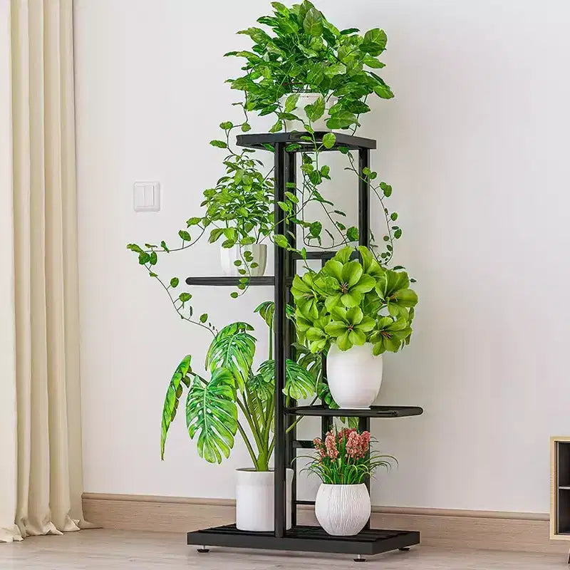 Modern Metal Plant Stand, Corner Display Shelf, Space-Saving Flower Pot Rack, Tiered Flower Pot Holder & Organizer, for Living Room, Balcony
