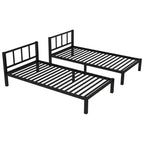 Bellemave Twin over Twin & Twin Metal Triple Bunk Bed, Detachable L-Shape, Convertible to 3 Beds, Guardrails & Shelf, Black