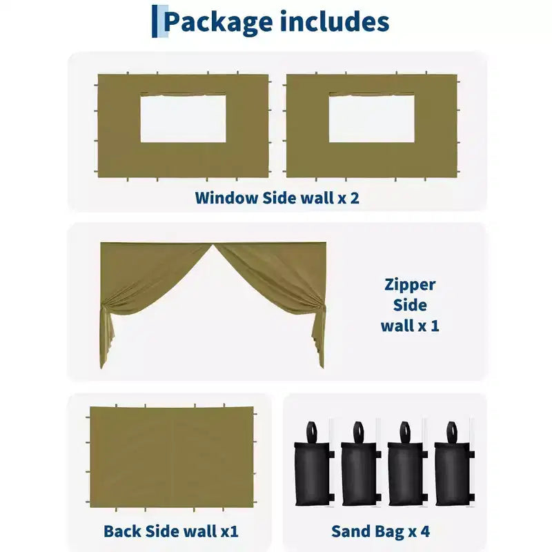 10x10ft Canopy Sidewalls  Waterproof, 99% UV Protection, Durable Outdoor SunWall Panels  Easy Install for Pop-Up Tent