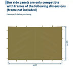 10x10ft Canopy Sidewalls  Waterproof, 99% UV Protection, Durable Outdoor SunWall Panels  Easy Install for Pop-Up Tent