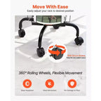 32-Pocket Rotating Card Display Stand with Wheels and Sign Holder - 360 Degree Spinning Rack