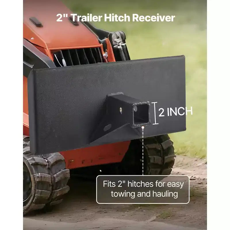 VEVOR 1/4 in Skid Steer Mount Plate with 2 Receiver Hitch, Universal Quick Attach Mount Plate, 1500lbs Capacity, Heavy Duty Steel Loader Plates,Gray