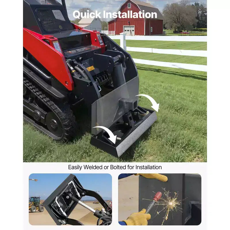VEVOR 1/4 in Skid Steer Mount Plate with 2 Receiver Hitch, Universal Quick Attach Mount Plate, 1500lbs Capacity, Heavy Duty Steel Loader Plates,Gray