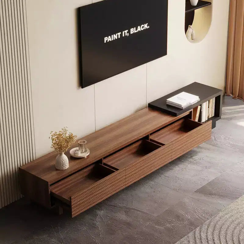 Luck Live Mid-Century Modern 78.74102.3 Extendable TV Stand with 3 Drawers, Textured Front Design & Modern Media Console for Living Room
