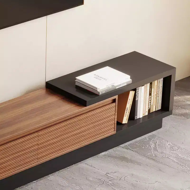 Luck Live Mid-Century Modern 78.74102.3 Extendable TV Stand with 3 Drawers, Textured Front Design & Modern Media Console for Living Room
