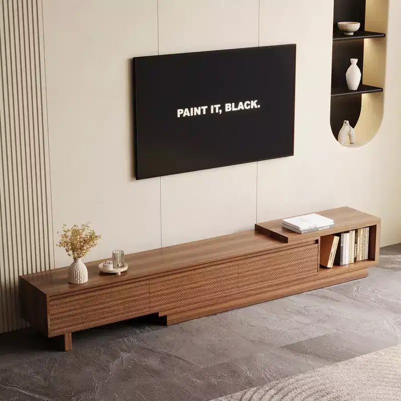 Luck Live Mid-Century Modern 78.74102.3 Extendable TV Stand with 3 Drawers, Textured Front Design & Modern Media Console for Living Room