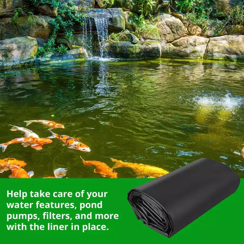 Black LLDPE Pond Liner 15x20 FT, 20 Mil UV Resistant Preformed for Outdoor Fish and Koi Ponds